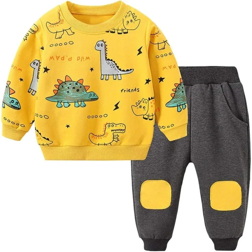 Toddler Baby Boy Clothing Sets Little Dinosaur Printed Long Sleeve Tops and Pant